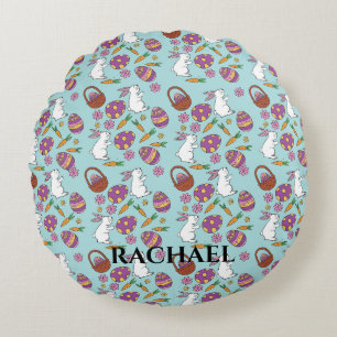 Cojín Redondo Felices Abundantes de Pascua Patrón Floral Primave