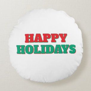 Cojín Redondo Felices Fiestas Feliz Navidad Tiempo de Fiesta