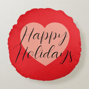 Cojín Redondo Felices Fiestas Feliz Navidad Tiempo de Vacaciones