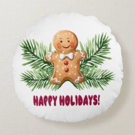 Cojín Redondo Felices Fiestas Gingerbread Man & Pine Brands