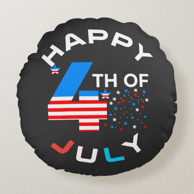 Cojín Redondo Feliz 4 De Julio-97958 (Anverso)