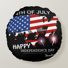 Cojín Redondo Feliz 4 de julio, fiesta del Día de la Independenc