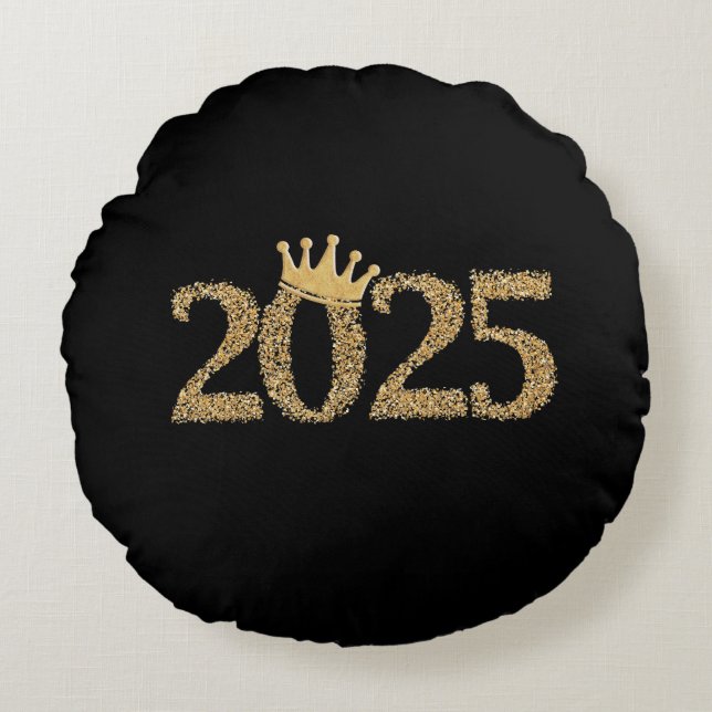 Cojín Redondo Feliz Año Nuevo 2025 (Anverso)