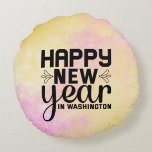 Cojín Redondo Feliz Año Nuevo en Washington-54688