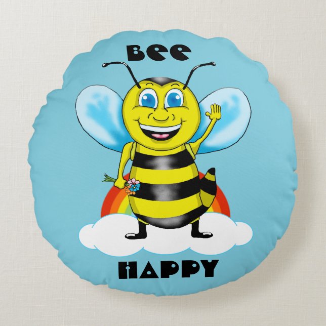 Cojín Redondo Feliz Bee Pillow (Anverso)