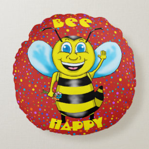 Cojín Redondo Feliz Bee Round Pillow