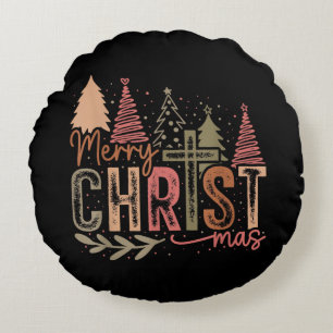 Cojín Redondo Feliz Christ Mas Navidad Fe Cristiana Jesús C