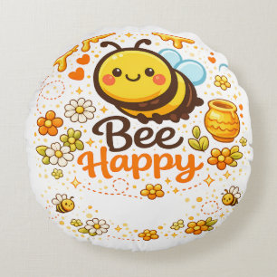 Cojín Redondo Feliz como una abeja