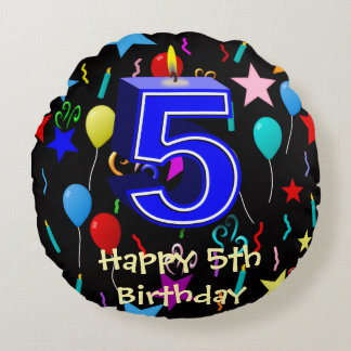 Cojín Redondo Feliz cumpleaños 5 