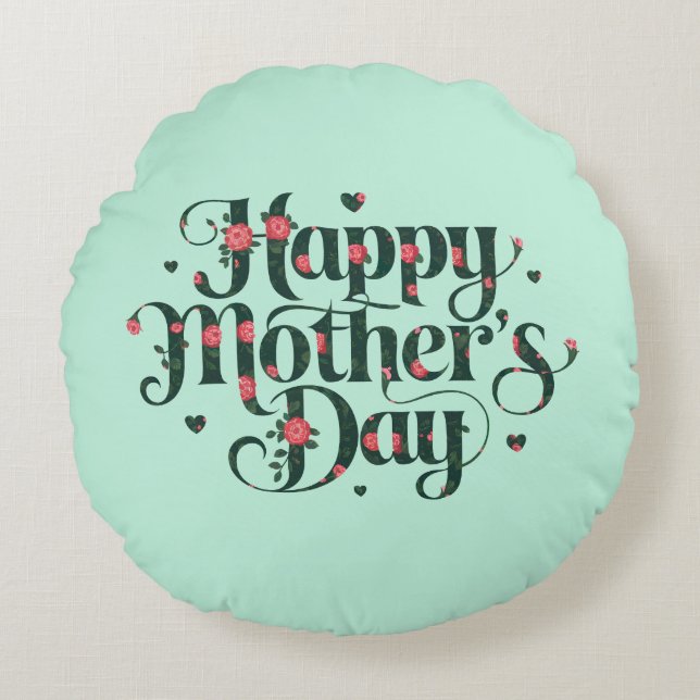 Cojín Redondo Feliz Día de la Madre (Anverso)