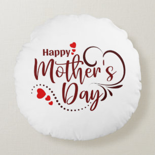 Cojín Redondo Feliz Día de la Madre Diseño de texto elegante-231