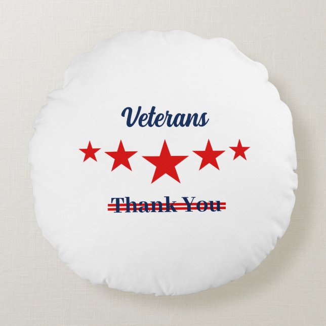 Cojín Redondo Feliz Día de los Veteranos (Anverso)