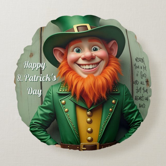 Cojín Redondo Feliz Día de San Patricio (Anverso)