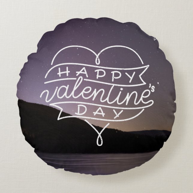 Cojín Redondo Feliz Día de San Valentín (Anverso)
