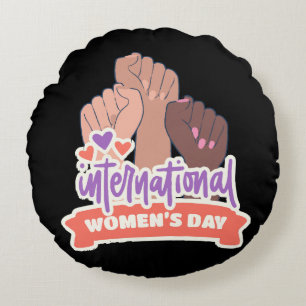 Cojín Redondo Feliz Día Internacional de la Mujer