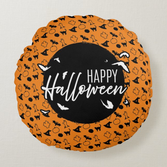 Cojín Redondo Feliz Halloween (Anverso)