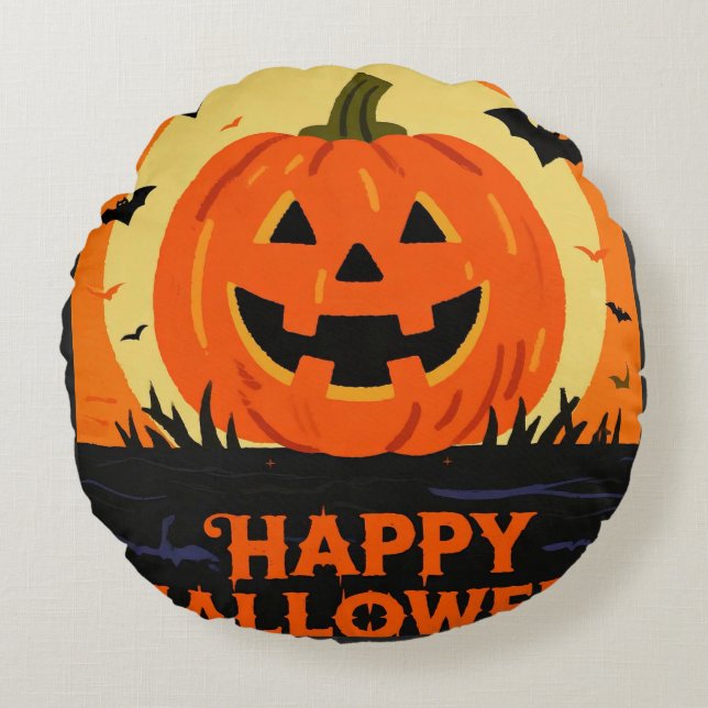 Cojín Redondo Feliz Halloween (Anverso)