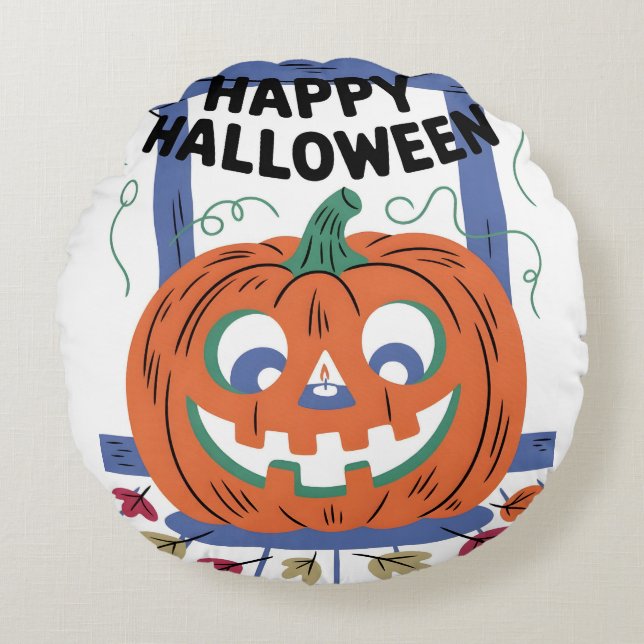 Cojín Redondo Feliz Halloween (Anverso)