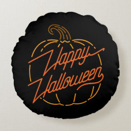 Cojín Redondo Feliz Halloween Neon Round Pillow