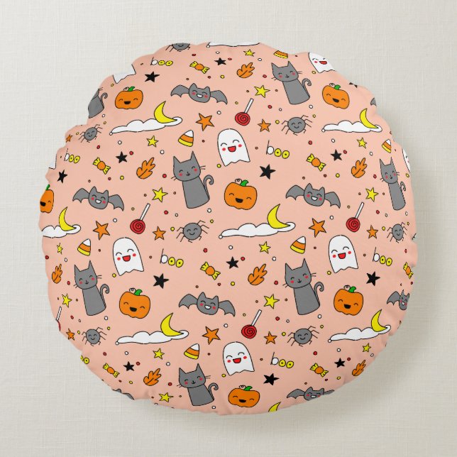 Cojín Redondo Feliz Haunting Halloween (Anverso)