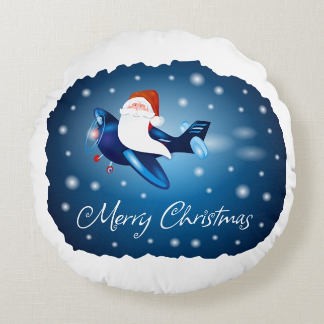 Cojín Redondo Feliz Navidad con Santa (Anverso)