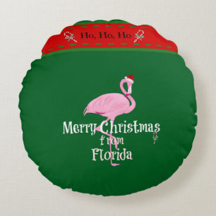 Cojín Redondo Feliz Navidad desde Florida