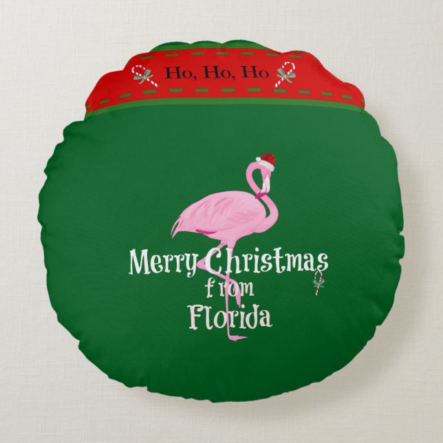 Cojín Redondo Feliz Navidad desde Florida (Anverso)