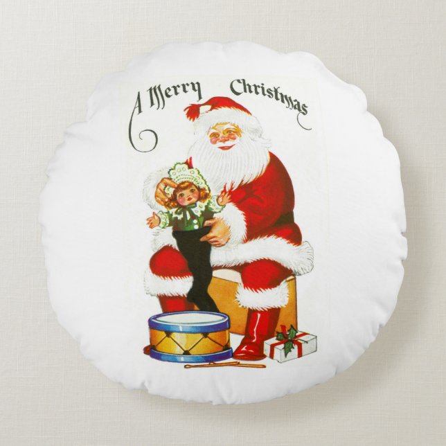 Cojín Redondo Feliz Navidad desde Santa Claus (Anverso)