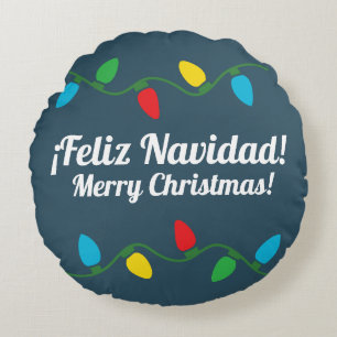 Cojín Redondo Feliz Navidad en Español