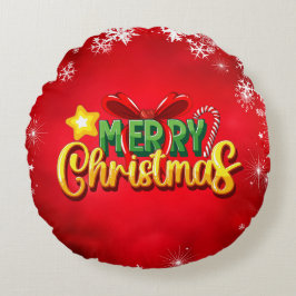 Cojín Redondo Feliz Navidad Feliz Navidad Navidad Diversión Verd