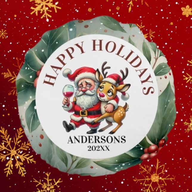 Cojín Redondo Feliz Navidad Saludos Santa (Spread holiday cheer with our Merry Christmas Greetings Santa Round Pillow! )