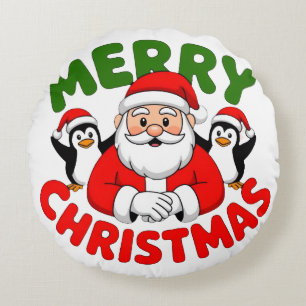 Cojín Redondo Feliz Navidad Santa