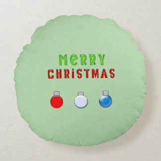 Cojín Redondo Feliz Navidad verde