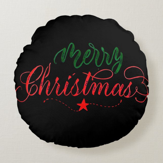 Cojín Redondo Feliz Navidad y vuelta a Pillow (Anverso)
