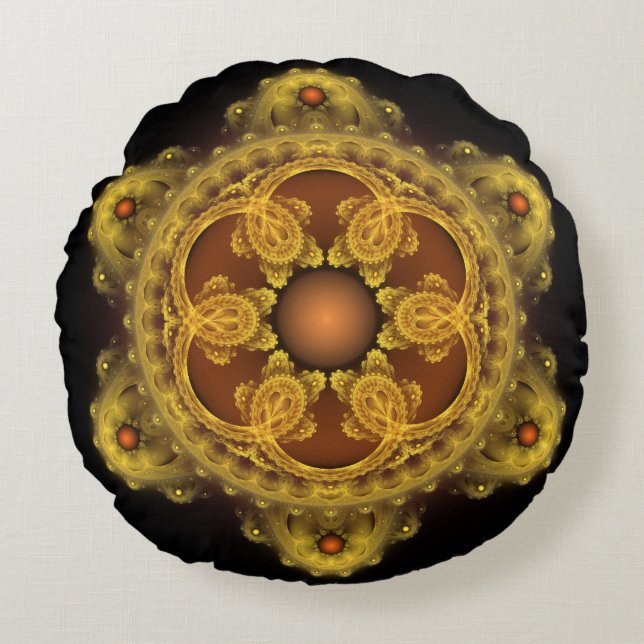 Cojín Redondo Feria de arte fractal mandala (Anverso)
