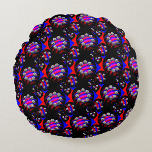 Cojín Redondo Fibonacci 'Fish Checker Black' por Kenneth Yoncich