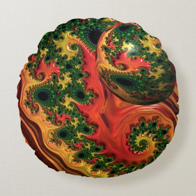 Cojín Redondo Fiery Elegance - Un estudio en el uso de la cuchar (Anverso)