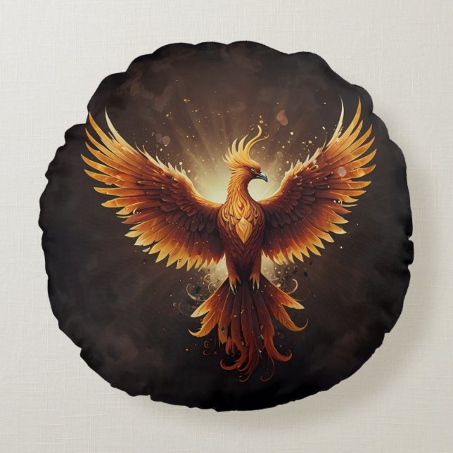Cojín Redondo Fiery Phoenix (Anverso)