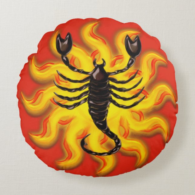 Cojín Redondo Fiery Scorpio (Anverso)
