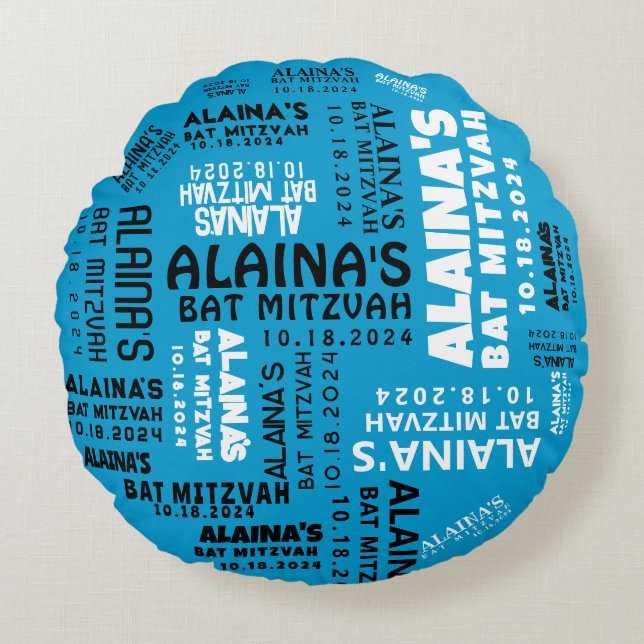 Cojín Redondo Fiesta Bar & Bat Mitzvah Diseño Pillow (Anverso)