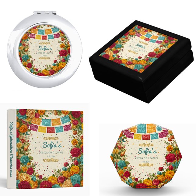 Cojín Redondo Fiesta de Colores Quinceanera, personalizado (Subido por el creador)