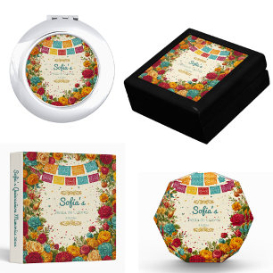 Cojín Redondo Fiesta de Colores Quinceanera, personalizado