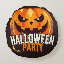 Cojín Redondo Fiesta de Halloween – Diseño de Jack-o’-Lantern