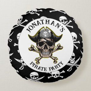 Cojín Redondo Fiesta de temas piratas Skull adulto.Cross Bones