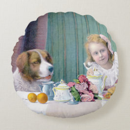 Cojín Redondo Fiesta del té de cosecha