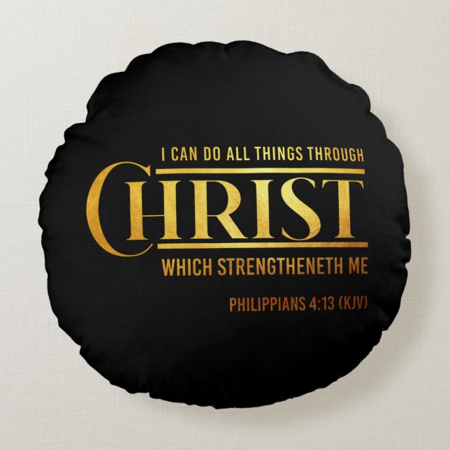 Cojín Redondo Filipinas 4:13 Biblia contra cita de KJV (Anverso)