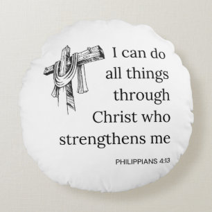 Cojín Redondo Filipinas 4:13 Biblia Scripture KJV Cita