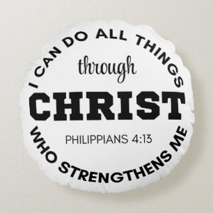 Cojín Redondo Filipinas 4:13 Puedo hacer todas las cosas Scriptu