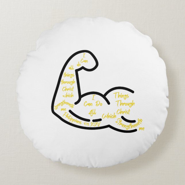 Cojín Redondo Filipinas 4:13 Verso de la Biblia KJV (Anverso)