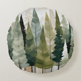 Cojín Redondo Fir Trees Green Neutral